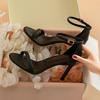 2024 Summer Black Stiletto Heels - One-Strap Sexy Niche Fairy Style Sandals