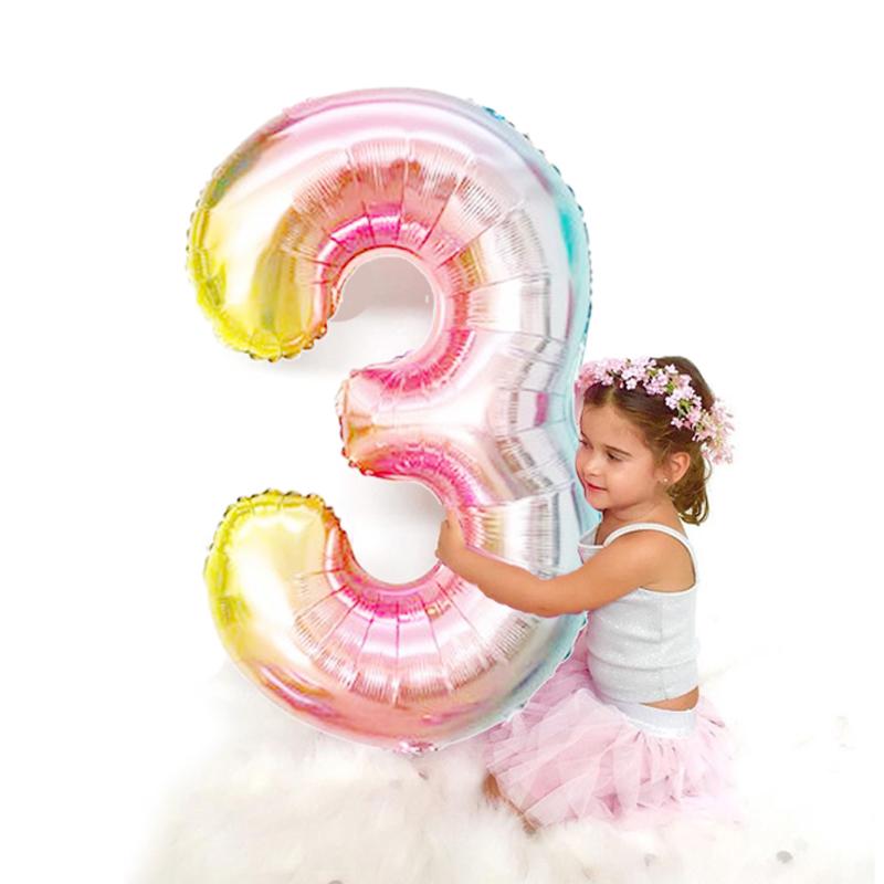 16 32 40 Inch Air Number Large Figures Foil Balloons Happy Birthday Wedding Party Decorations Baby Shower Globos
