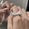 Korean Fashion Cute Shining Crystal Star Wings Open Rings For Women Girl Y2K Gothic Creative Charm Jewelry Accessories