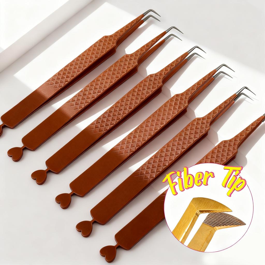 Professional Eyelash Tweezers Grip Eyelash Extension Tweezers 45 75 90 Degree Fiber Tip Easy Fanning Eyelash Tweezers