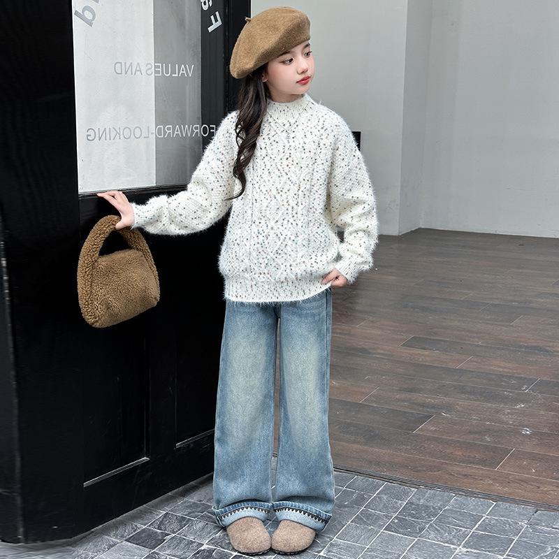 Suéter de Cashmere de Vison para Meninas 2025: Estiloso, Grosso, Tricotado para Outono e Inverno