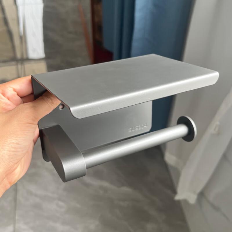 Wall-Mounted Bathroom Shelf with Tissue & Toilet Paper Holder