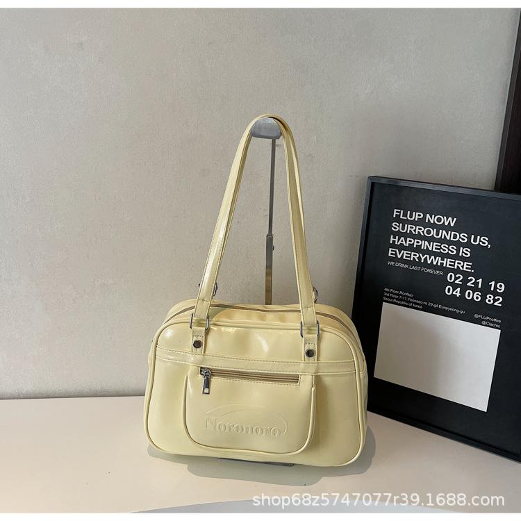 

Korean simple casual large-capacity shoulder tote bag 2025 spring new shoulder bag for college students commuting to class жёлтый