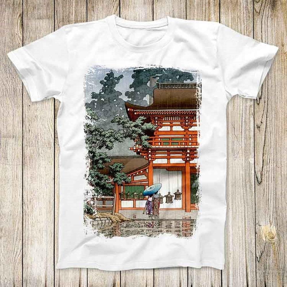 

230GSM 100% Cotton T-Shirt Nara Kasuga Jinja Shrine Top Tee Best Cute Gift Men Women Unisex T Shirt 3106 XS белый