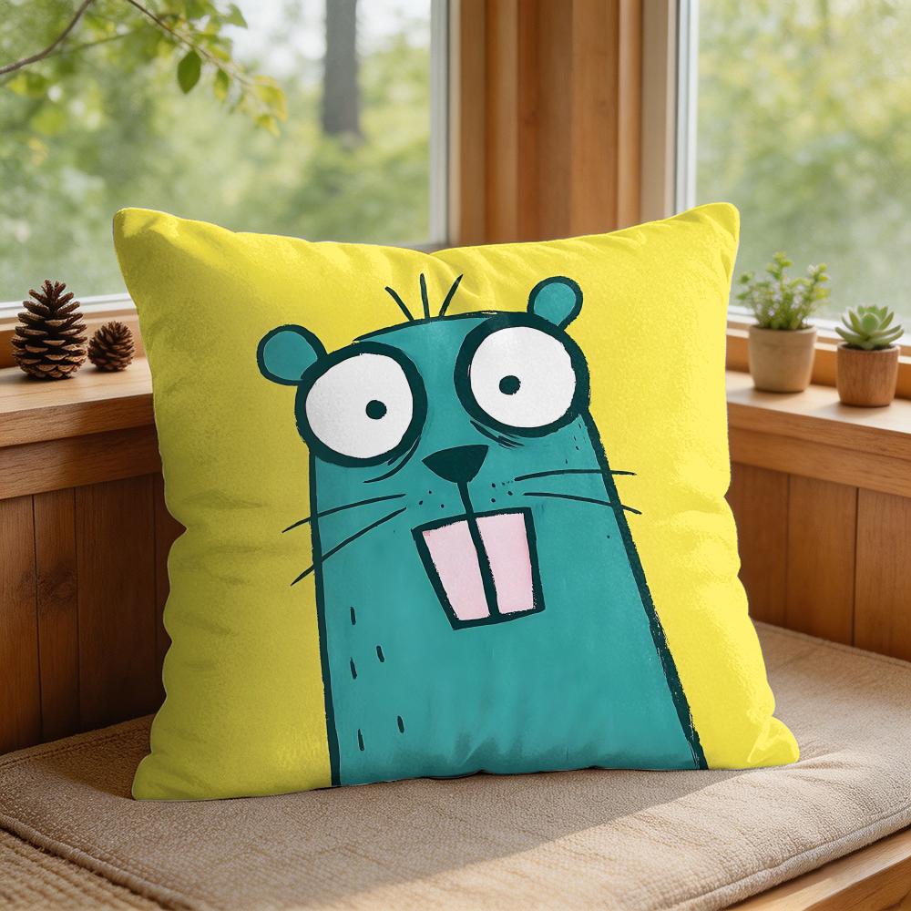 Kids Cartoon Cute Animal Cushion Cover Silky Short Plush Invisible Zipper Dustproof Sofa Pillow Case For Home Decor
