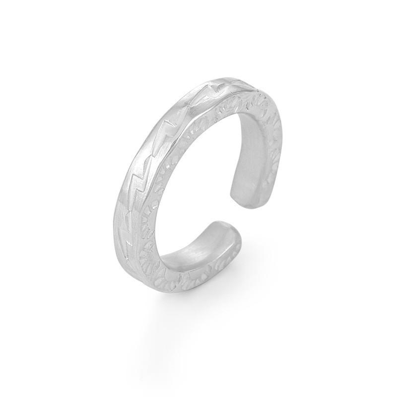 Adjustable Open Ring Men Women Lightning Motif Plated Geometric Vintage Style Statement