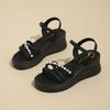 One Word with Roman Sandals Girl 2025 New Summer Trendy with Fairy Style with Skirt Pearl Platform Beach Shoes Girl