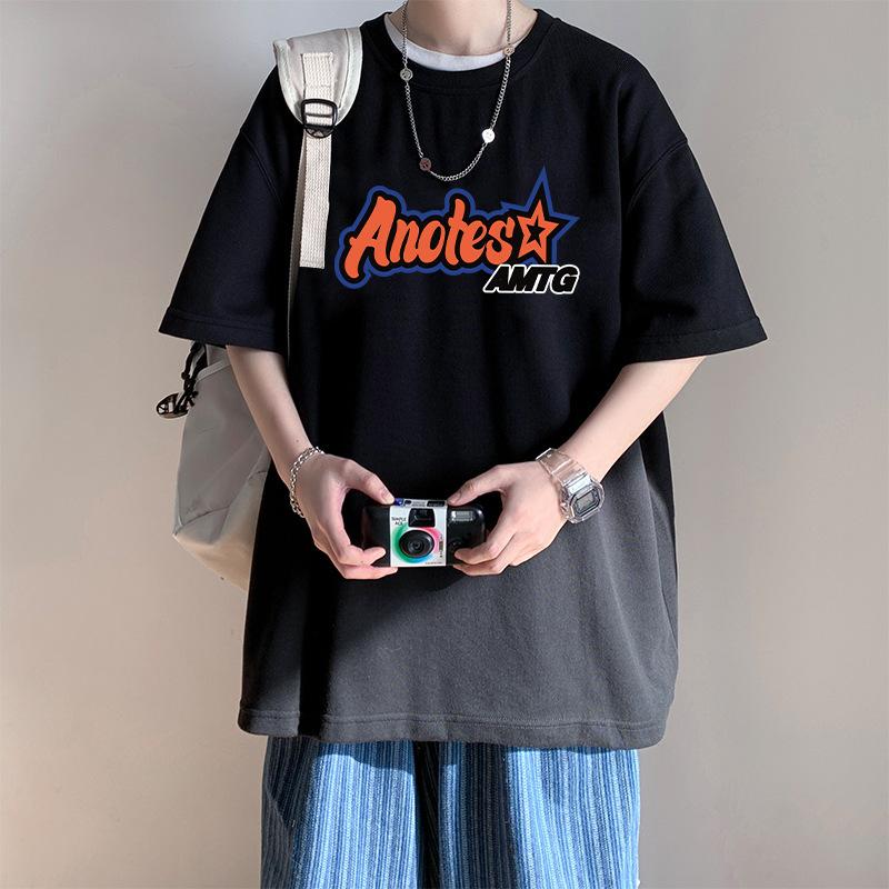 Retro Short Sleeved T-shirt for Men s Summer Fashion Brand Pure Cotton T-shirt with Fashionable Pattern S