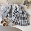 Girls' Korean Style Winter Outerwear & Pleated Skirt Set - AWB102