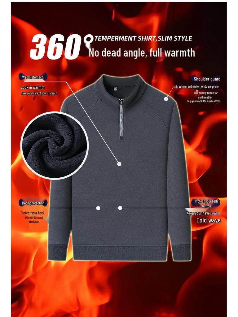 Men's Stylish Wool Cashmere Zipper Hoodie - Double-Sided Thermal Fabric for Autumn and Winter.