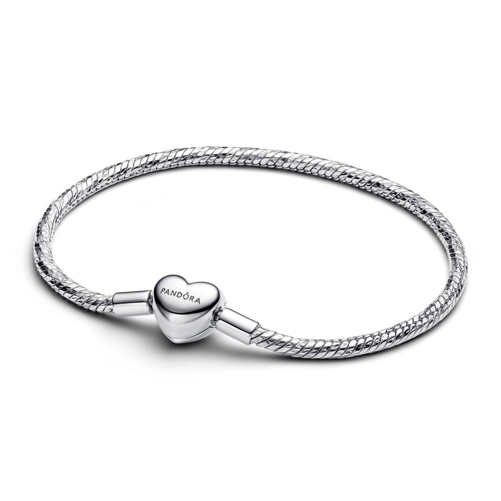 Pandora Heart Clasp Faceted Snake Chain Bracelet _594236C00