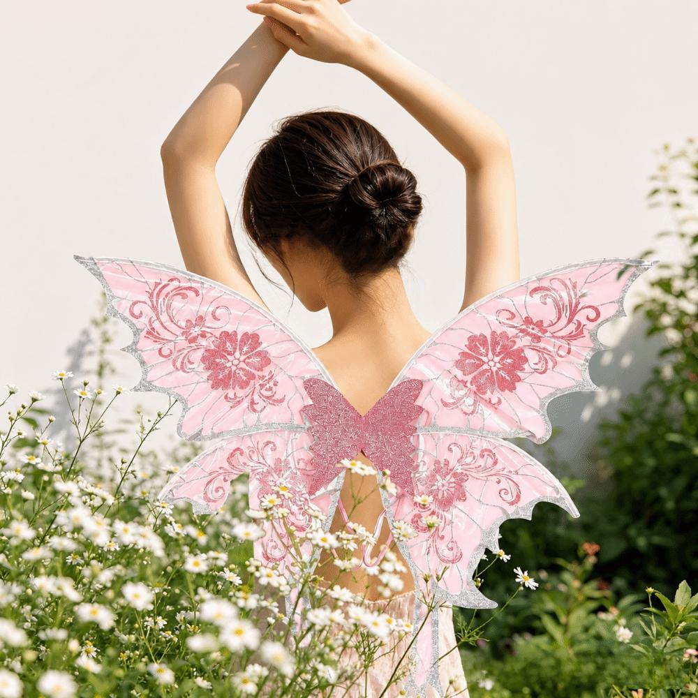 Semi-Transparent Mesh Butterfly Wings Floral Embroidered Angel Wings  Cosplay Performance