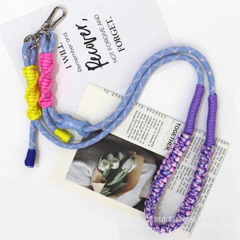 Colorful Woven Crossbody Phone Strap Anti Lost Lanyard For Camera Bag