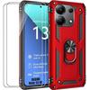 Case - E.F.CONNECTION - For Xiaomi Redmi Note 13 4G - Red - Reinforced Shockproof Protection - 360° Stand