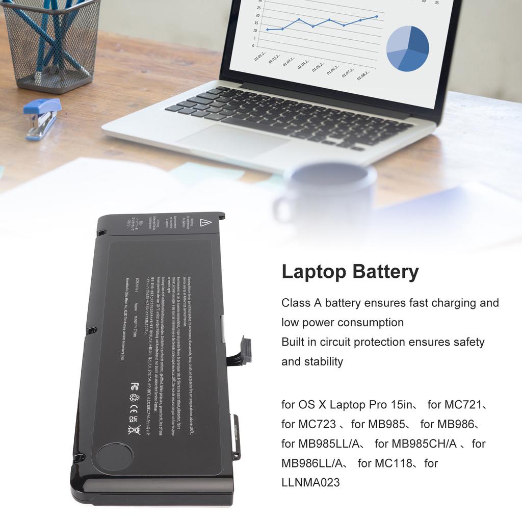 Laptop Battery Replacement for OS X Laptop Pro 15in for MC721 MC723 MB985 MB986 MB985LL A A1286 A1382 Laptop Battery