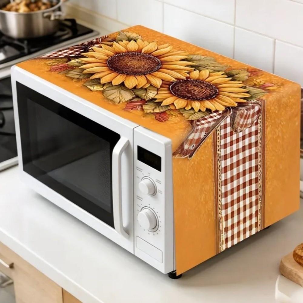 Floral Microwave Cover Universal Dust Protector Mat Microwave Oven Dust Cover Kitchen Appliance