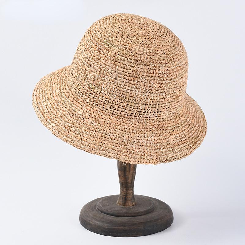 

Natural Raffia Designer Beach Sun Hat for Women Handmade Crochet Straw Hat Ladies Spring Summer Bucket Hat Floppy Fisherman Cap Adjustable 54-58cm