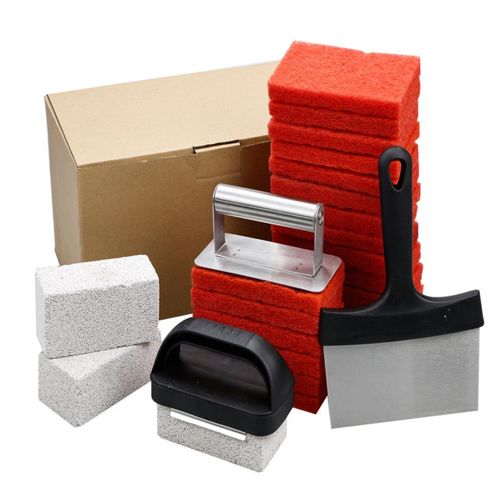 

Набор для чистки гриля Профессиональный набор для гриля барбекю 26 предметов Инструменты для чистки гриля с плоской поверхностью Сверхпрочные чистящие губки для барбекю