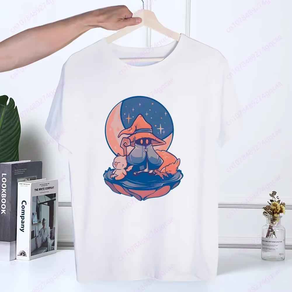 Final Fantasy Anime Shinra Schulmädchen T-Shirt Sommermode Herren T-Shirt Lässig Weiß Lustiger Cartoon-Druck Hip Hop Oberteile T-Shirt