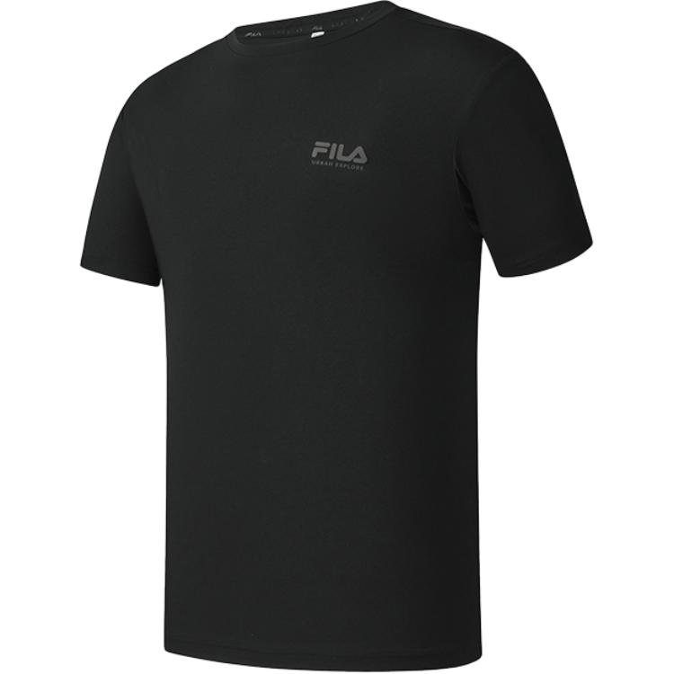 FILA T Shirts Men s Pitch Black Crew Neck Moderate Straight Fit A11M538107FBK M