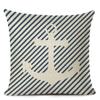 Blue Stripe Compass Boat Cushion Cover Nautical Style Decorative Cushions for Sofa Linen Pillow Case Home Decor Pillow Cover