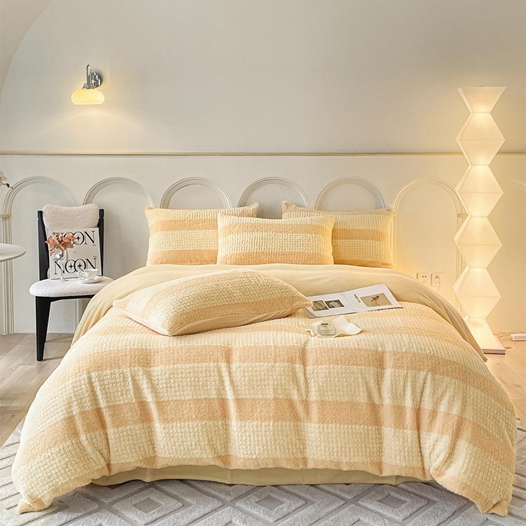 Autumn and Winter High Weight Thickened Milk Velvet Four-piece Set Rabbit Velvet Double-sided Velvet Bed Sheet and Quilt Cover
