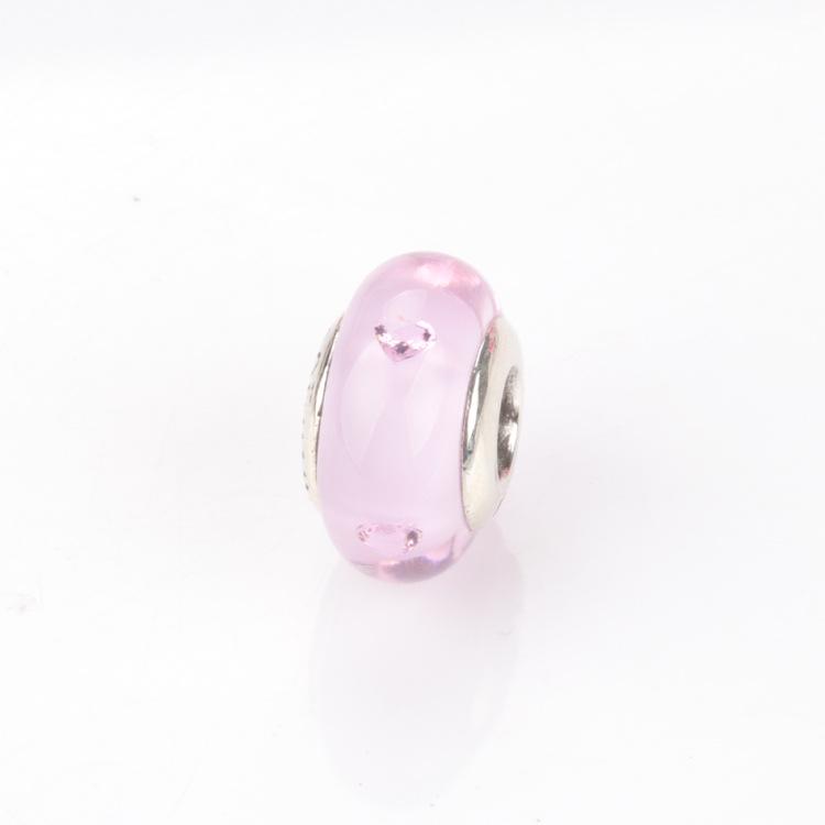 Heart-shaped S925 Sterling Silver & Glass Beads for DIY Pandora-Style Bracelets