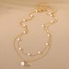 European and American New Pearl Fringed Pendant Stacked Wind Double Necklace Women's Fashion Versatile High-end Sense Necklace