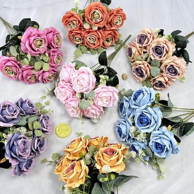 Simulation 9-Fork Money Leaf Rose Home Wedding Bride Party Hotel Decoration Fake Flowers Photography Props Background Scenery