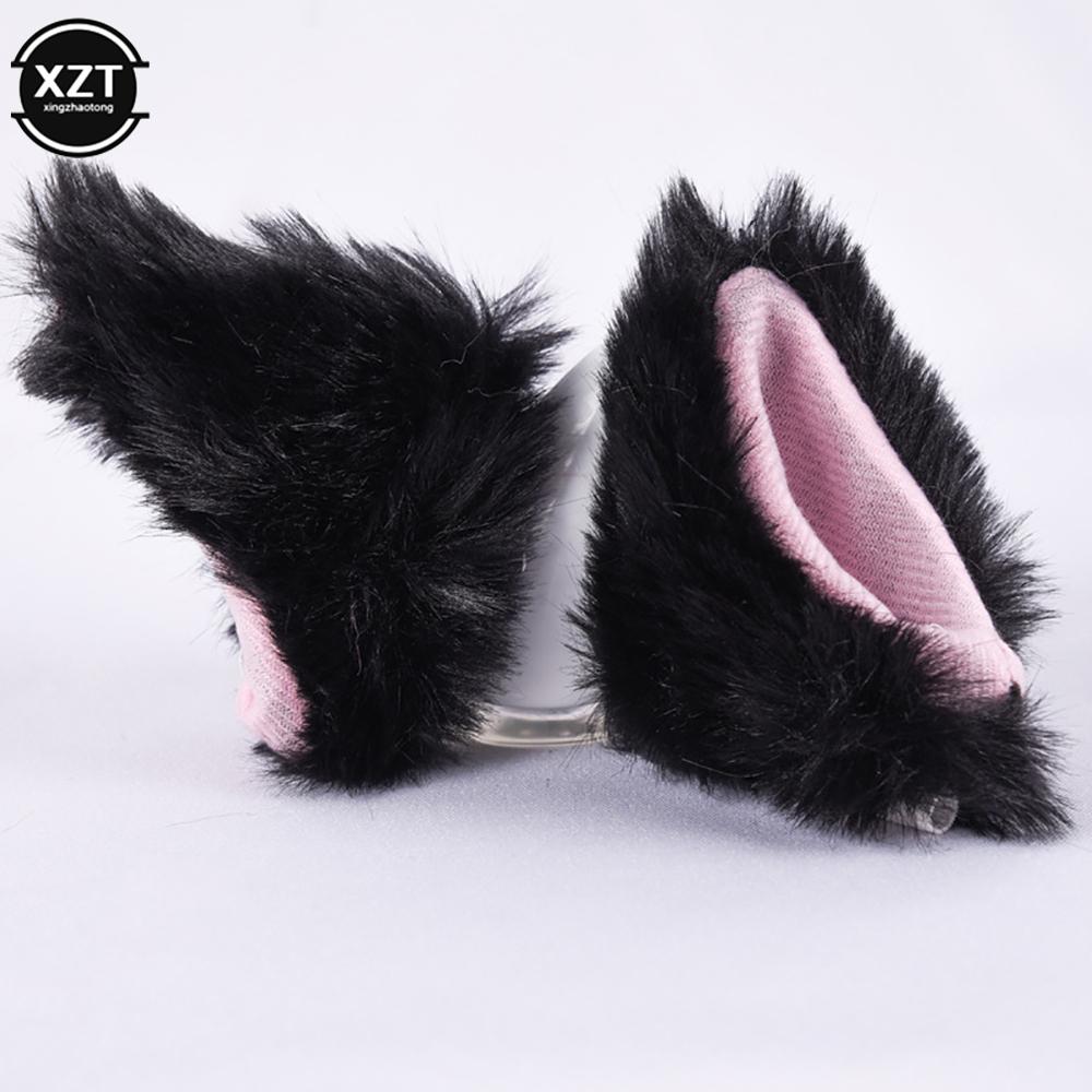 Stylingová nálepka na helmu Cosplay dekorace Příslušenství k helmě 2ks/pár Roztomilá motocyklová helma Dekor plyšové kočičí uši