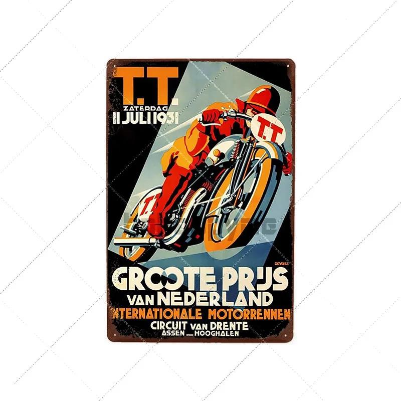 TT Isle Of Man Metal Poster Retro Vintage Tin Signs Motorcycle Races Plaque Wall Plate Pub Bar Garage Home Decor 20x30cm