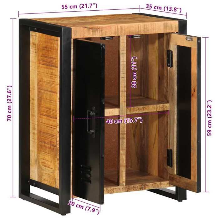 VidaXL Buffet 55x35x70 cm bois de manguier brut massif, armoire, placard, buffet haut, armoire latérale, armoire de 4013573