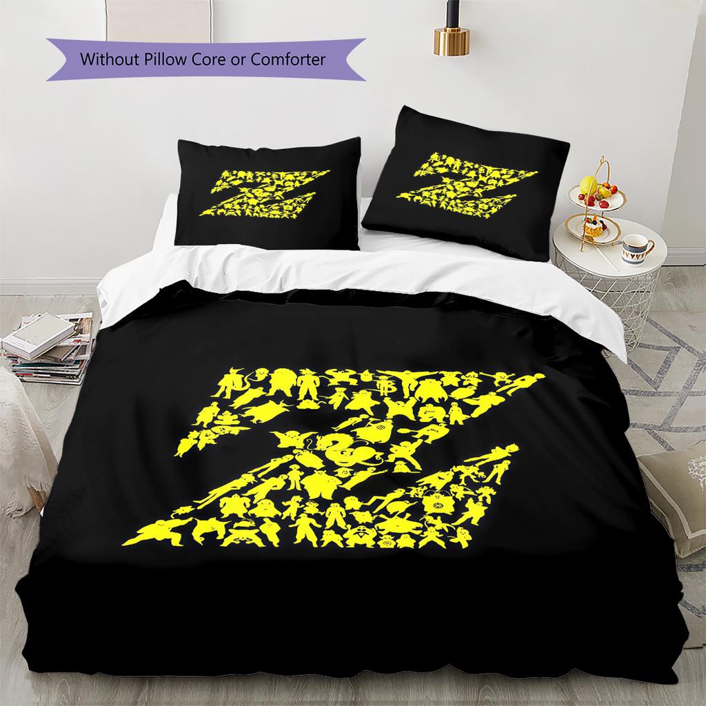 DRAGON BALL Logo Pattern Bedding,Quilt Set Quilt Cover Pillowcase Home Birthday Gift (1 * Duvet Cover + 2 * Pillowcase, Without Core)