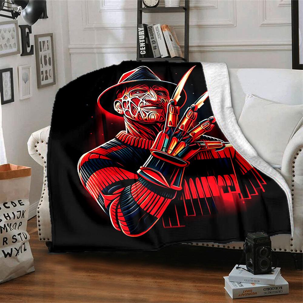 1pc A Nightmare on Elm Street Flannel Throw Blanket - HD Printed Lightweight Soft Warm All-Season Blanket for Sofa, Bed, Travel, Camping 065