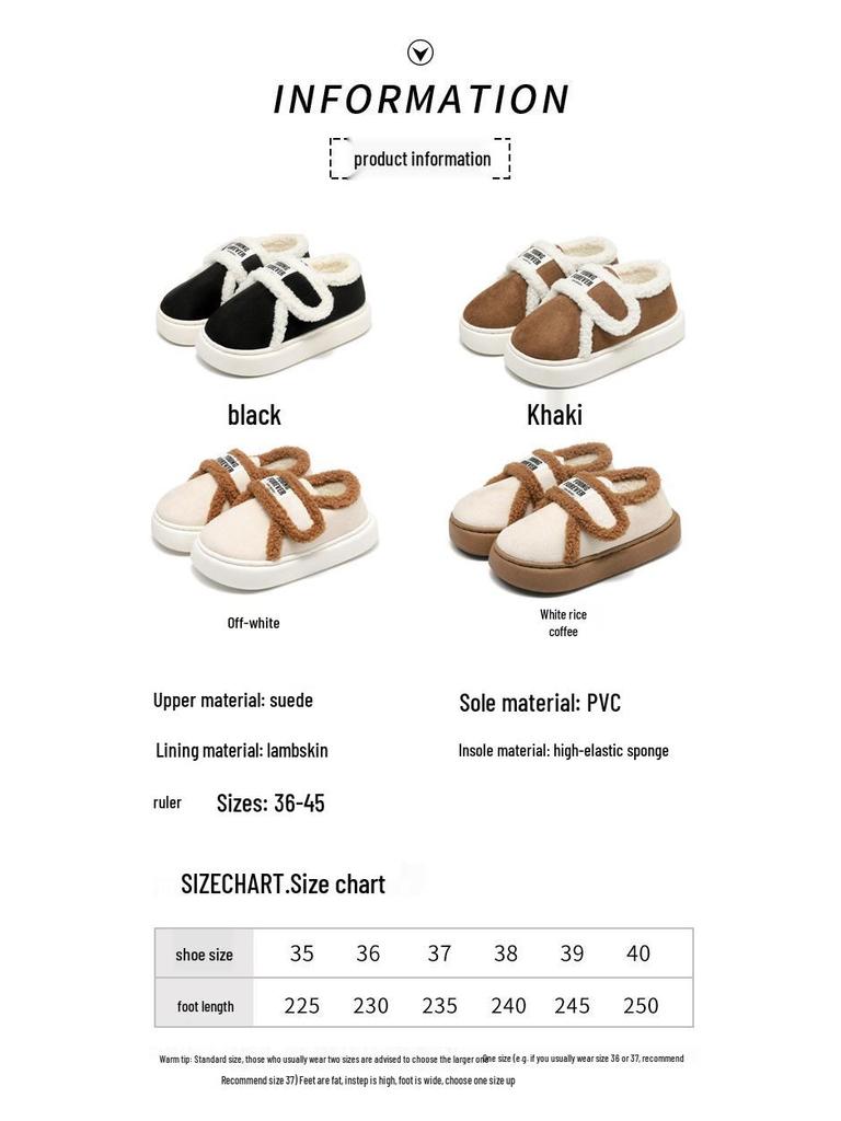 Women's Winter Cotton Velcro Slippers: 2025 New Style, Thick Sole, Velvet-Lined, Heel-Covered
