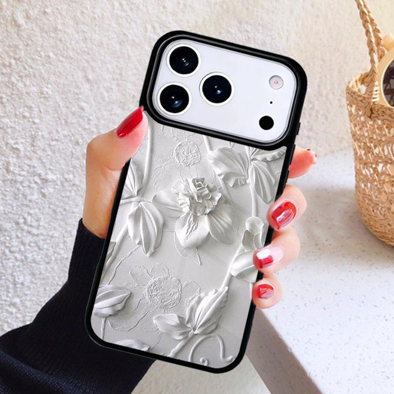 3D Flower Relief Phone Case For iPhone 17 Air 16 15 14 13 12 11 Pro Max Plus
