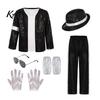 Giacca Lurex Riflettente Bambino Bambini Anni '80 '90 Costume da Esibizione, Giacca Nera, Top, Pantaloni, Cappello, Costume da Ballo Retrò per Occhiali, Guanti, 7