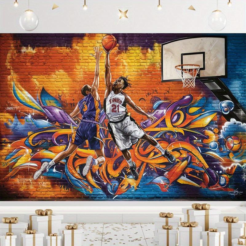 Dynamic basketball street art party banner - 90.55 x 70.8 inches polyester wall decorationDJH