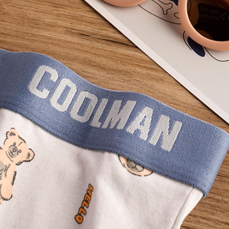 New Men Panties Set Bear Print Cartoon Printing Underwear Breathe Fashion Sexy Breathe  Waist Panties