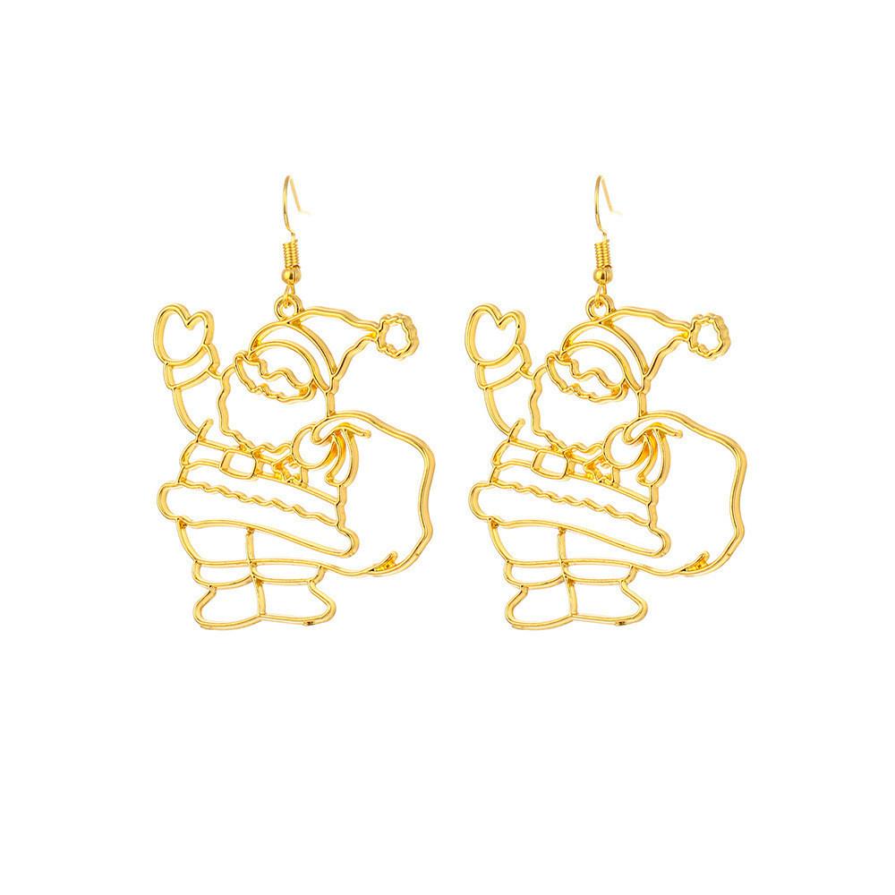 Trendy Alloy Christmas Earrings With Santa And Reindeer Holiday Festive Style