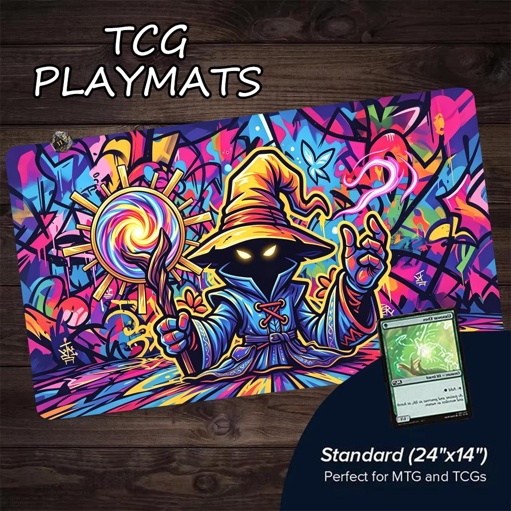 Mysterious Wizard MTG&TCG Tabletop Game Mat Magic Party Playmat Durable Rubber for Games 35X60cm Mouse Pad PC Offices Desk Mats
