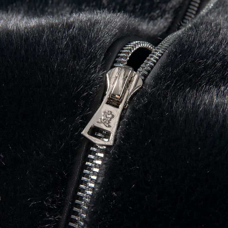 MONTAGUT Men's Hooded Sheepskin Faux Mink Lined Jacket