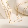 Stainless Steel Y-shaped Tassel Necklace for Women,Gold Color Double-layer Chain Necklace Waterproof Jewelry Gift