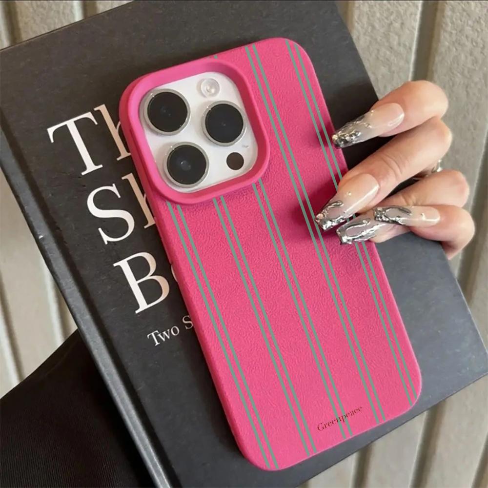 Pink Stripe Print Summer Phone Case For iPhone 16 15 14 13 17 Air Pro Max Plus 12 11 13 Pro XS XR Shockproof Soft Bumper Cover