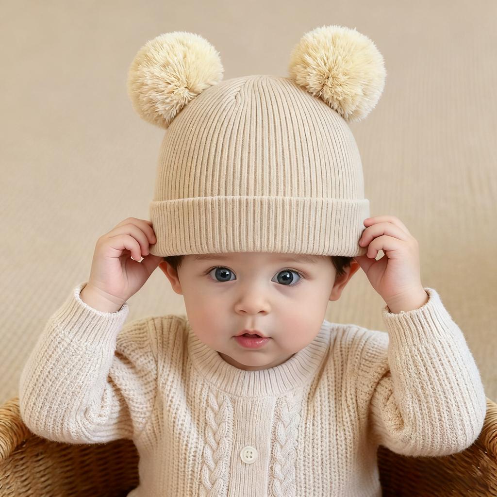 Kids Winter Warm Knitted Set Pom‑pom Hat Scarf Gloves 3‑Pcs Set Or Single Beanie Hat Windproof Ear Protection For Boys Girls Cold Weather Outdoor