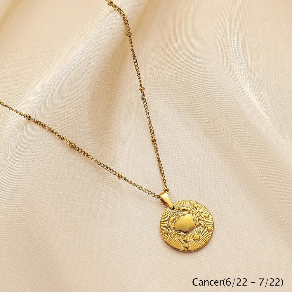 

ALTERA Классические 12 Созвездий Круглая Подвеска-Монета Ожерелье из Нержавеющей Стали Зодиакальное Ожерелье для Женщин Мужчин Циркон Подарок на День Рождения