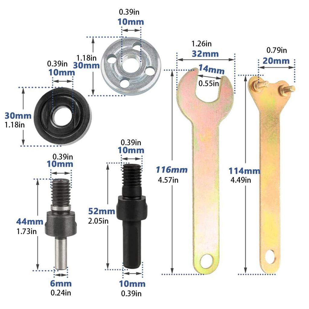 10Pcs Electric Drill Conversion Angle Grinder Connecting Rod Kit for Cutting Disc Polishing Wheel Metals Handle Holder