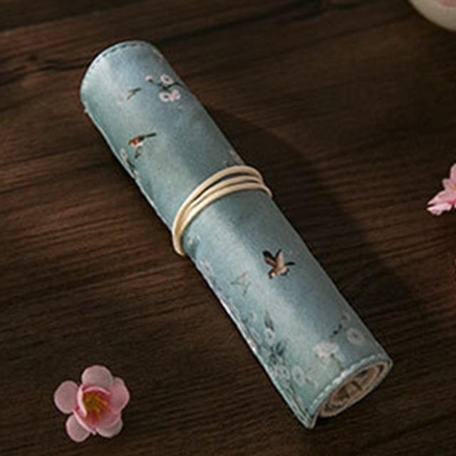 Pennväska i kinesisk palatsstil Kreativ Retro Stor Kapacitet Pennfodral Förvaringsväska för Skrivmaterial Stu