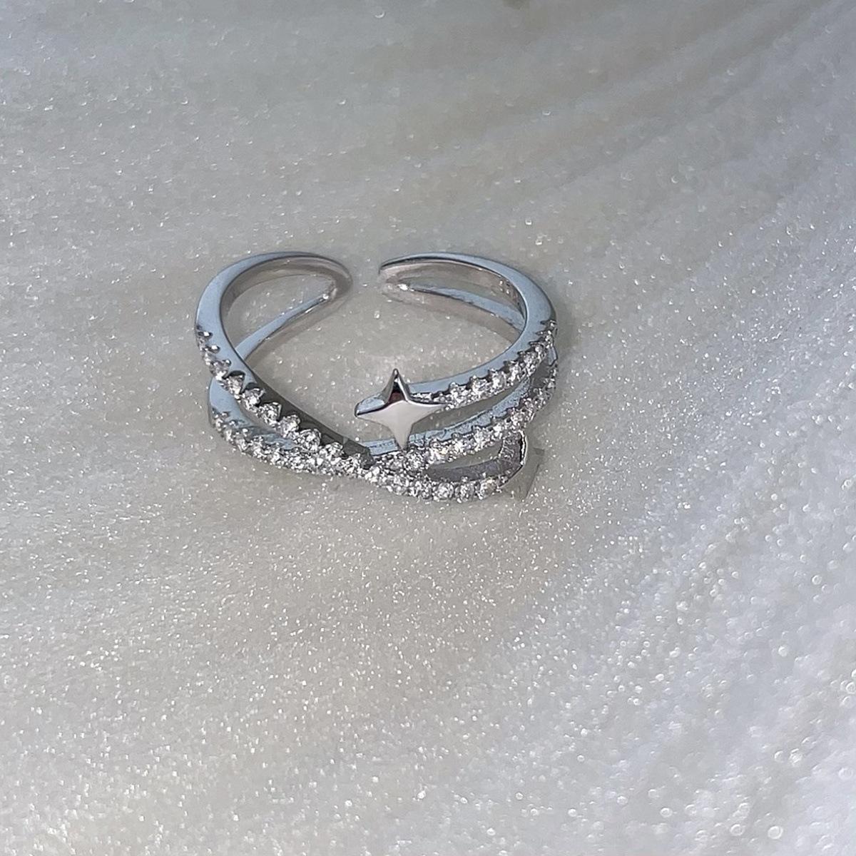 

Кольцо-стек из двух слоев из стерлингового серебра 925 пробы, женское, легкая роскошь, высокое качество, с цирконом, нишевое, универсальное кольцо на палец opening adjustable