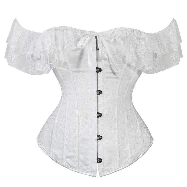 Shaping clothes, one shoulder, lace mesh, short sleeved corset, sexy and fashionable stage performance, shaping top, bone clothes